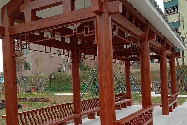 廣東省東莞市橫瀝鎮(zhèn)長巷村委會水泥廊亭仿木紋漆施工項(xiàng)目